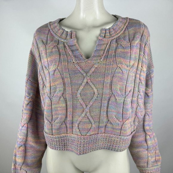 Urban Outfitters UO Hazel Notch Neck Cable Knit Sweater Women M NWT Long‎ Sleeve - Picture 6 of 13